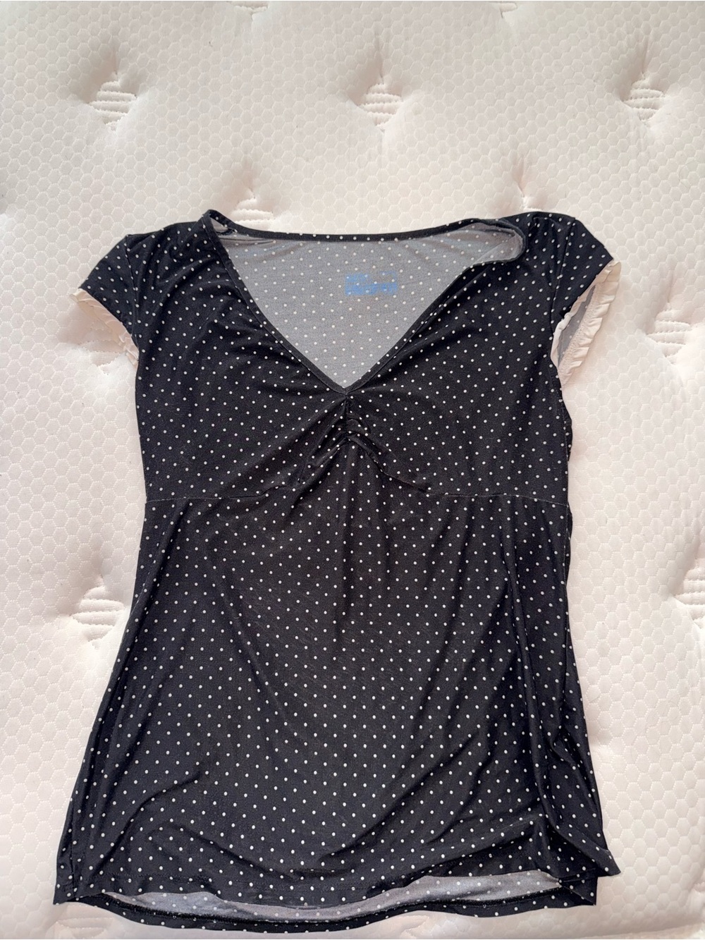 166. Black Polka Dot V-Neck Women's Top